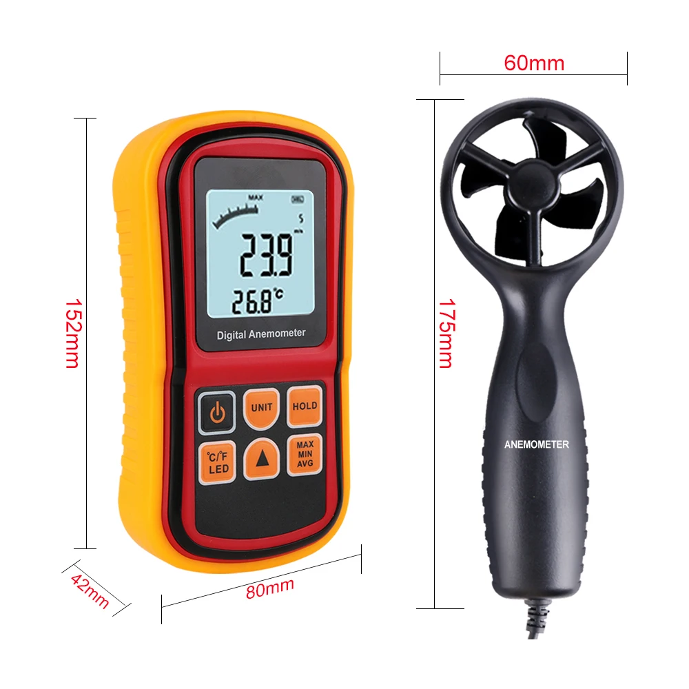 Digital Anemometer Wind Speed GaugeTemperature Measure Digital 45 m/s Thermometer GM8901