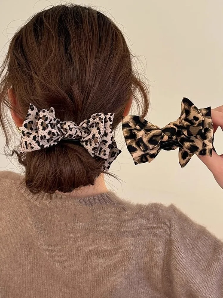 1PC Leopard Bogen Marmor Kopf Greif Clip Erweiterte Sinn Net Rot Neue Temperament Mode Platte Feste Hohe Pferdeschwanz haar Clip – Detail 3