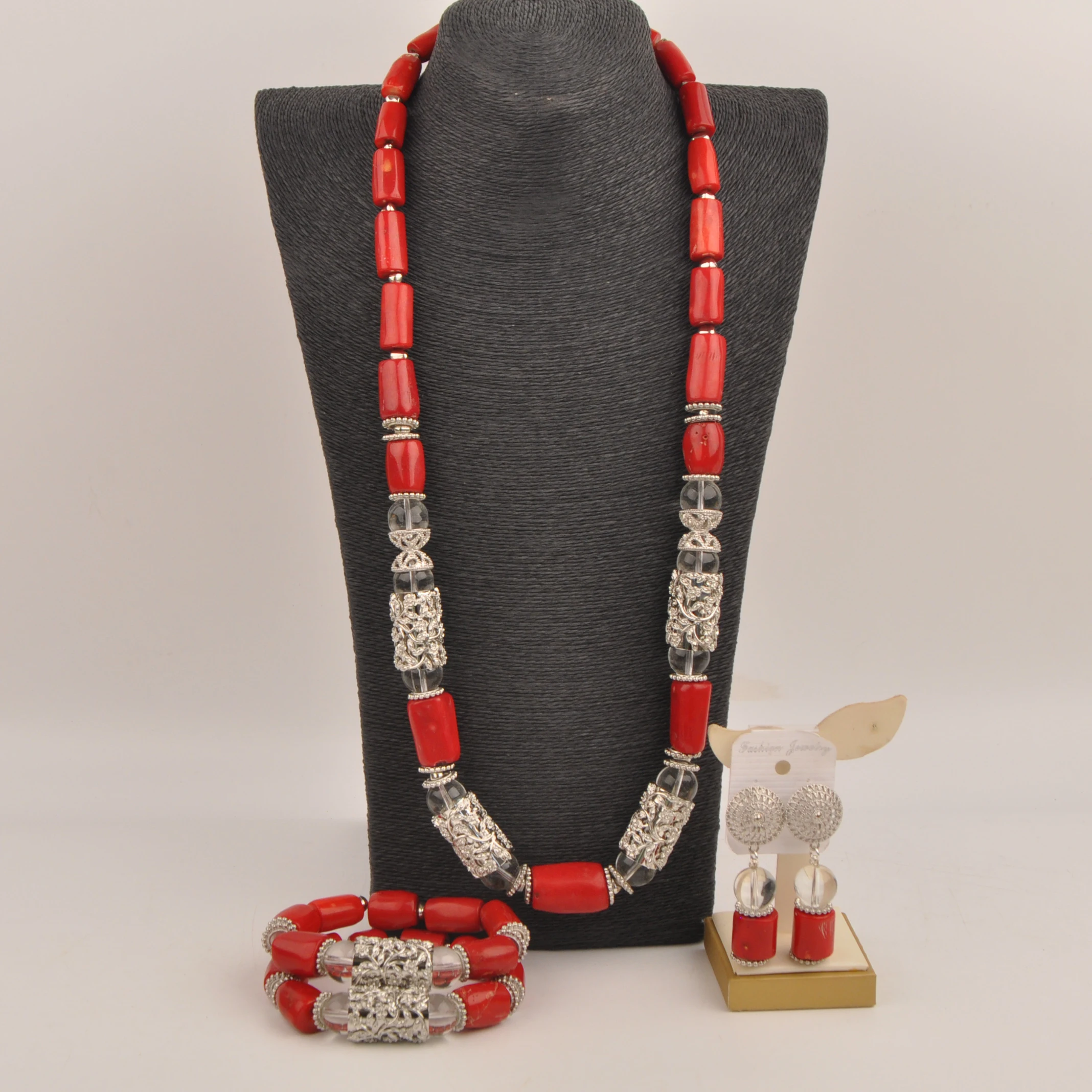 

Red Wedding Coral Necklace Natural African Fashion Jewellery Set Nigeria