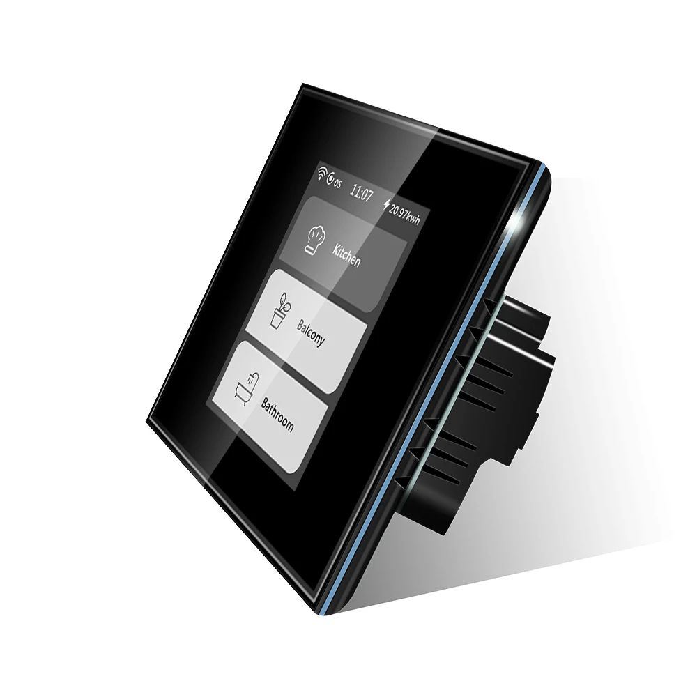 Inteligentny przełącznik światła LCD WiFi Mesh z sterowaniem głosowym Alexa i Google, bezprzewodowy, elektryczny, inteligentny, WiFi, dotykowy, ścienny, zdalnie sterowany przez aplikację.
