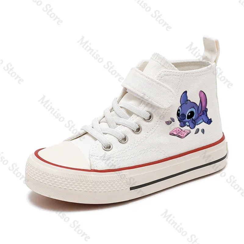 Zapatos deportivos de lona Lilo Stitch para niños y niñas, zapatillas de tenis informales con estampado de Disney, zapatos cómodos de dibujos animados