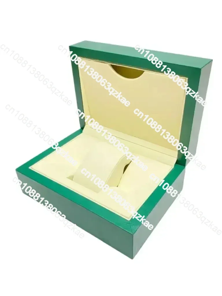 Factory direct sales Swiss microfiber green watch packaging box, high-end flip wooden jewelry watch gift box