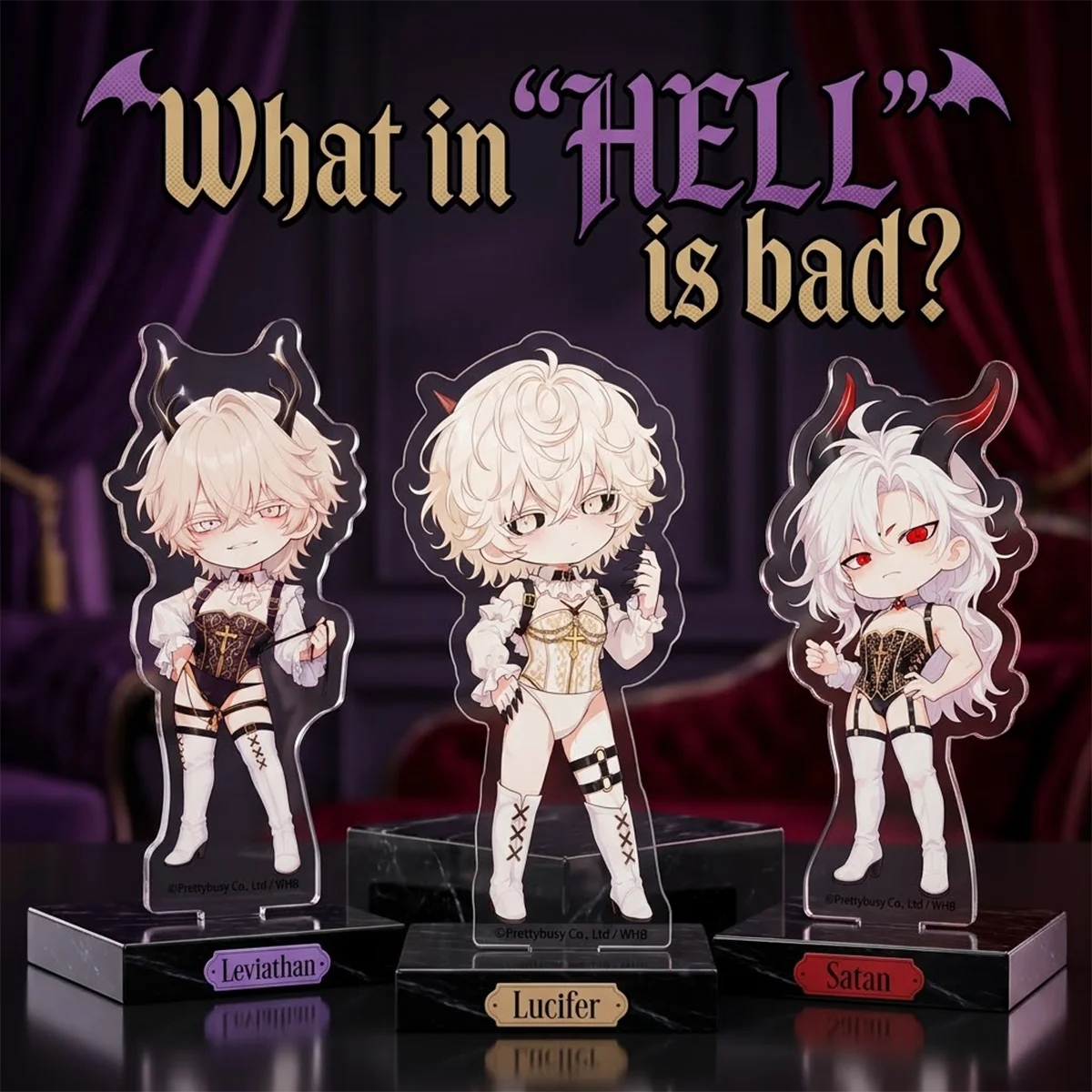 Set de llavero y distintivo acrílico de 15 cm con diseño de anime, ¿qué demonios es malo?, regalo para fans, personaje LEV, recuerdo para fiesta de Halloween, merchandising otaku.
