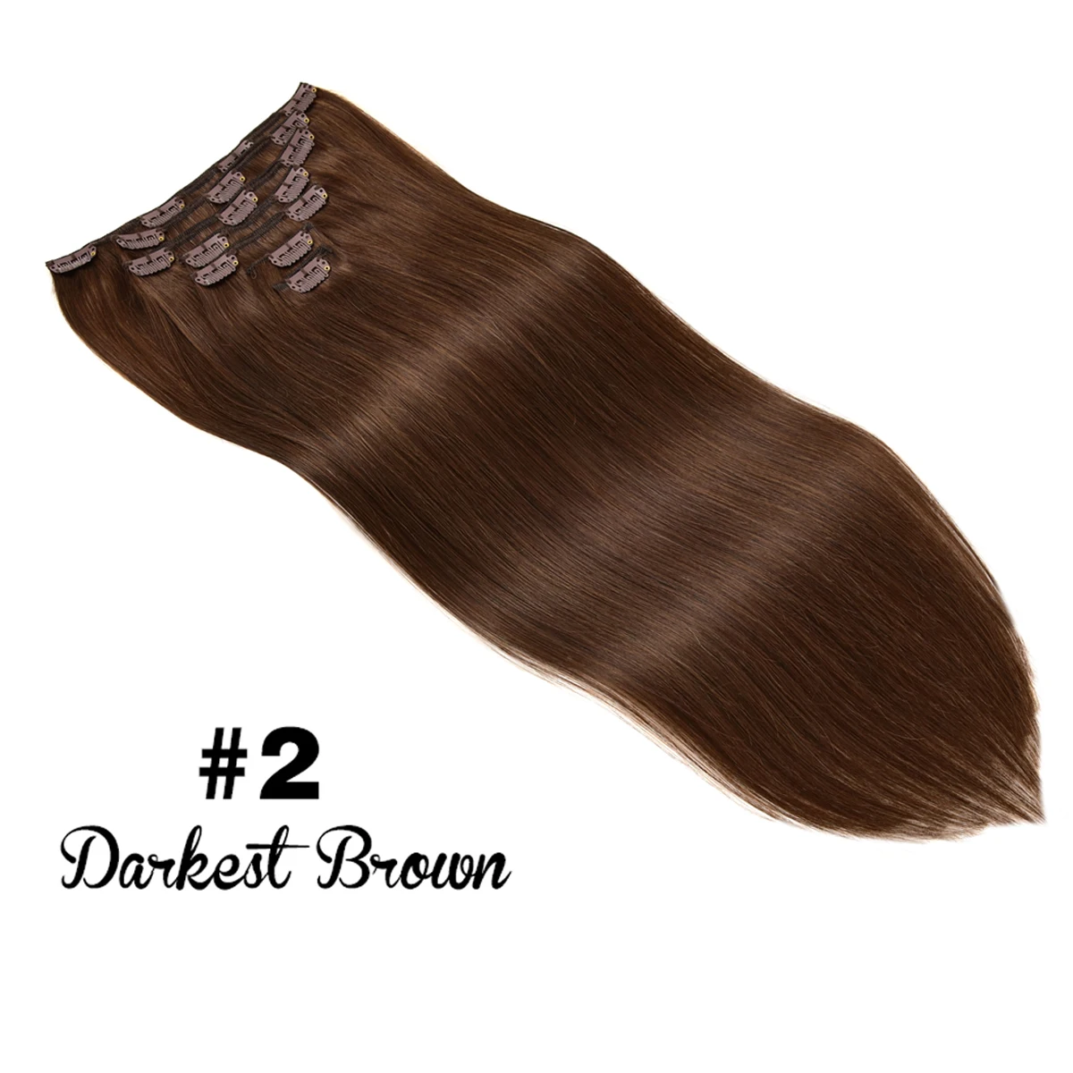 Clip-in haarextensies van echt mensenhaar, balayage chocoladebruin gemengd karamel blond donkere wortels ombre 120g 7 stuks 16 clips in