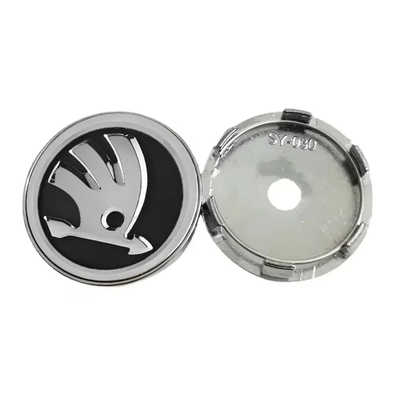 60MM Car Accessories 4-point Round Metal Wheel Hub Center Caps For Skoda Use