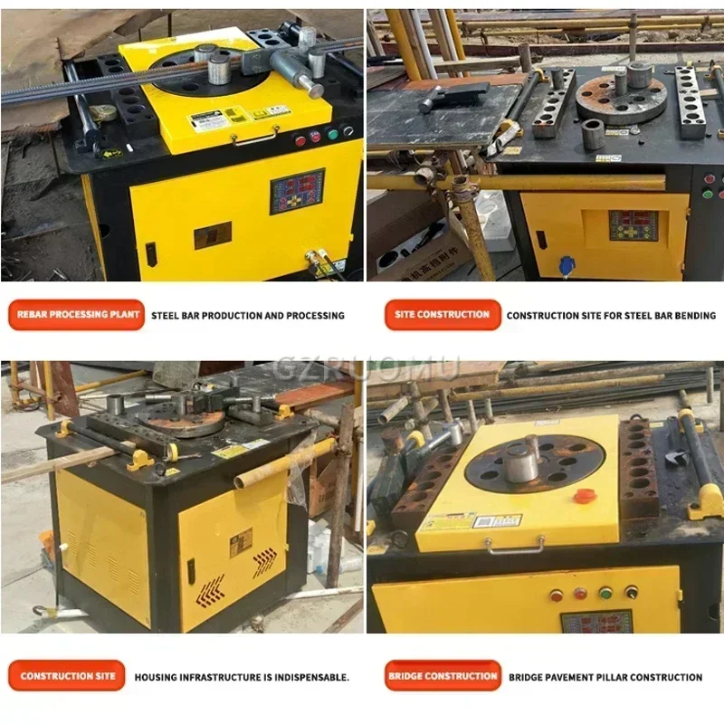 GW40 Steel Bar Bending Machine Gear Hydraulic Ordinary Style Bending Hoop Machine Construction Site Rebar Bending Machinery 3KW