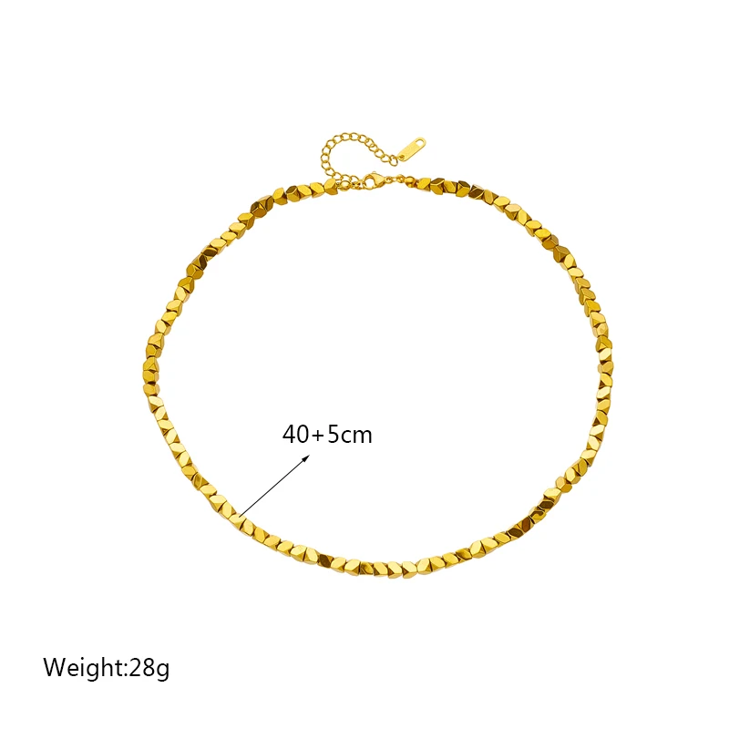 DIEYURO 316L Stainless Steel Gold Color Geometric Overlay Necklace For Women Girls Chain Retro Simple Jewelry Party Gift Collier