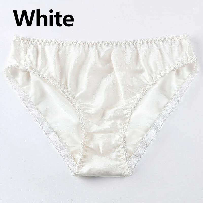 100% Silk Panties Female Ladies Seamless Underwear Comfortable Breathable Satin Briefs Sexy Pure Color Luxury Plus Size Panties