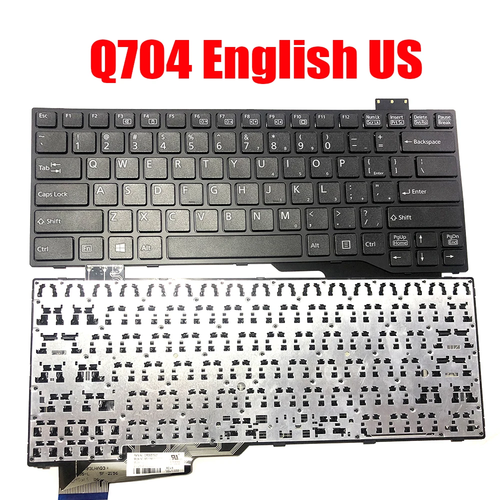 

English US Laptop Keyboard For Fujitsu For Stylistic Q704 CP630515-01 MP-13M23USD85 MP-13M23US-200 Black With Frame New