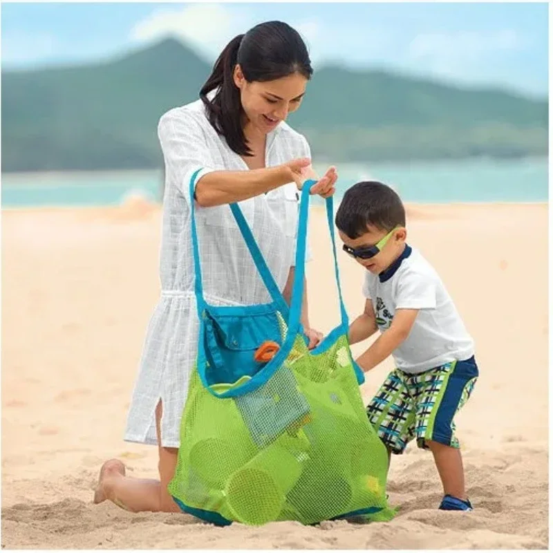 Portable Beach Bag Foldable Mesh Swimming Bag For Children Beach Toy Baskets Storage Bag Kids Outdoor Swimming Waterproof Bags