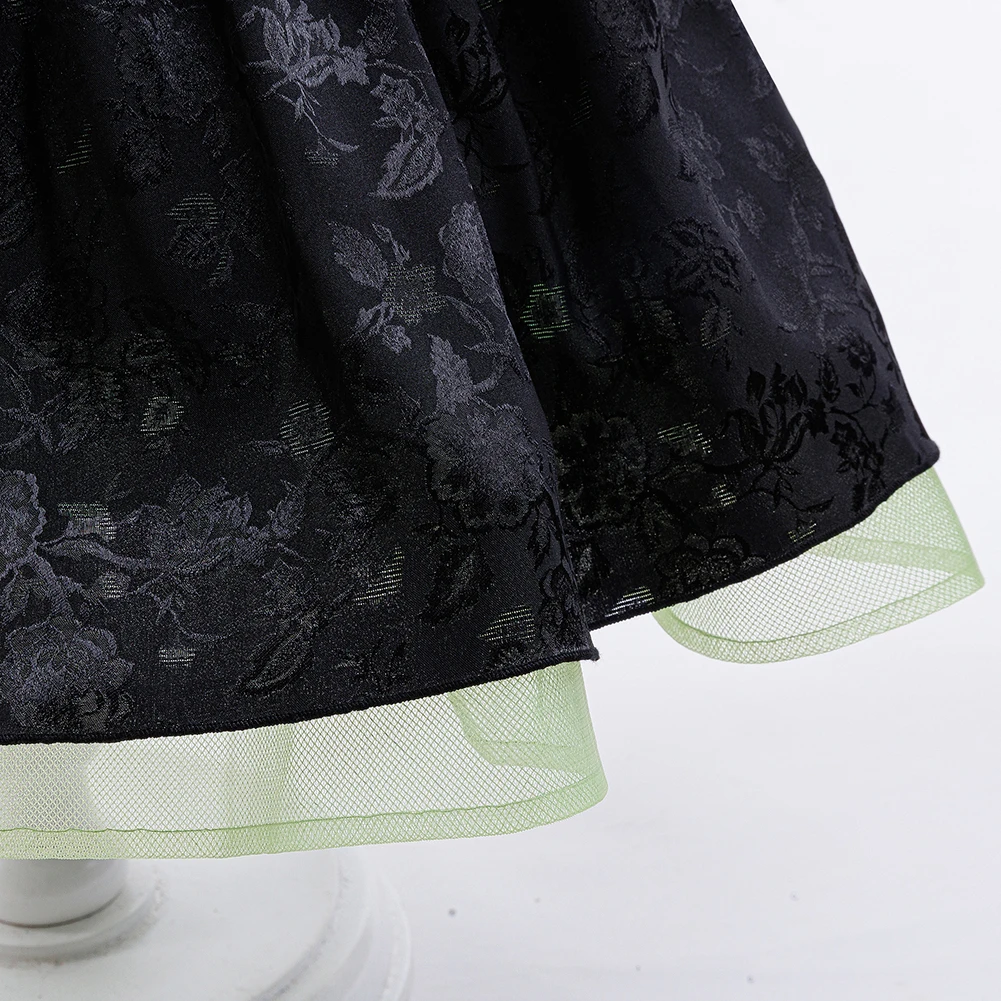 Mädchen Langarm Schwarzes Kleid Ausgefallenes Hexen-Cosplay-Kostüm Hexen-Halloween-Kleid Karneval Geburtstagsfeier Kinderkleidung – Detail 8
