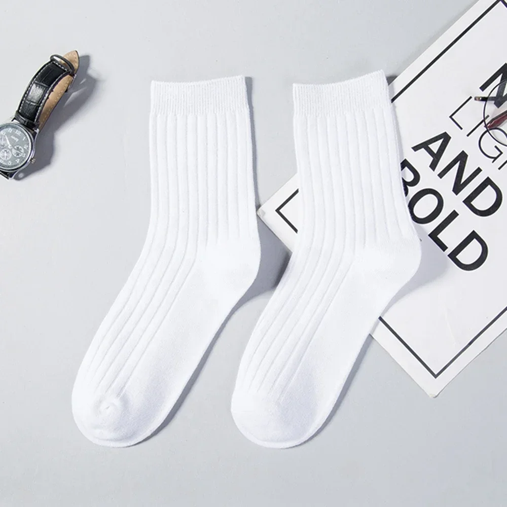 White socks Men's long sock solid cotton socks anti -sweat -absorbing sweat -absorbing mid -tube  electric heating