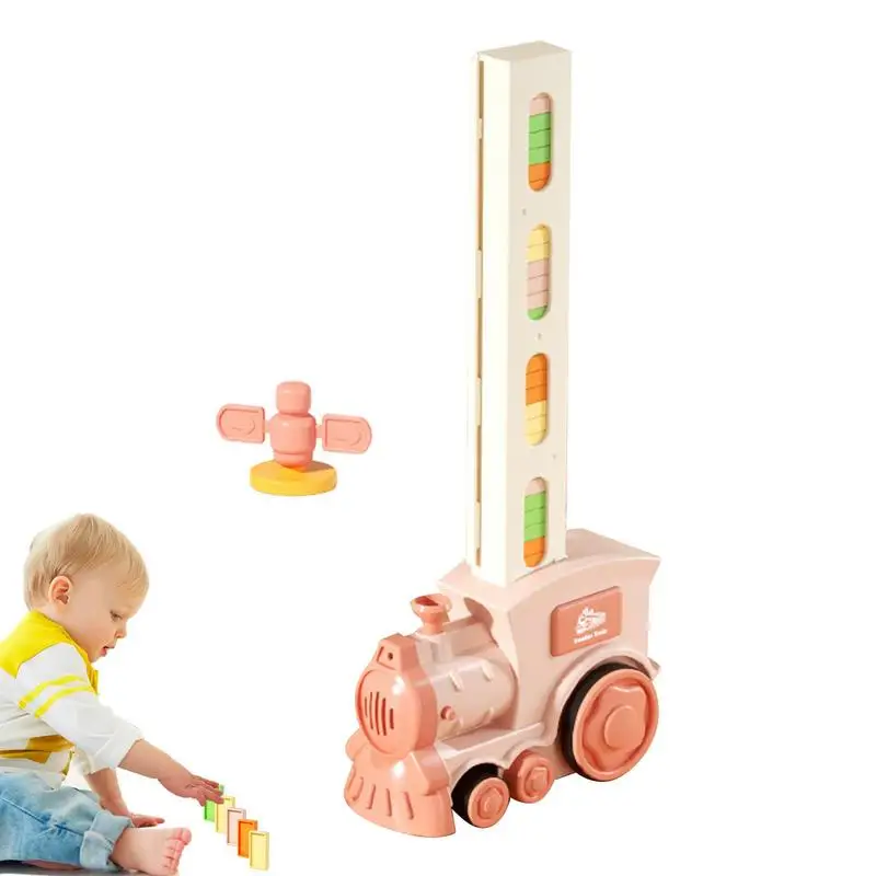 Kinderen Elektrische Domino Trein Auto Set Geluid & Licht Automatisch Leggen Dominostenen Blokken Spel Educatief Kerstcadeau Kids Speelgoed