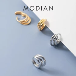 MODIAN 2021 Authentic 925 Sterling Silver Romantic Fashion Line Charm Hoop Earrings For Women Female Jewelry Bijoux Brincos