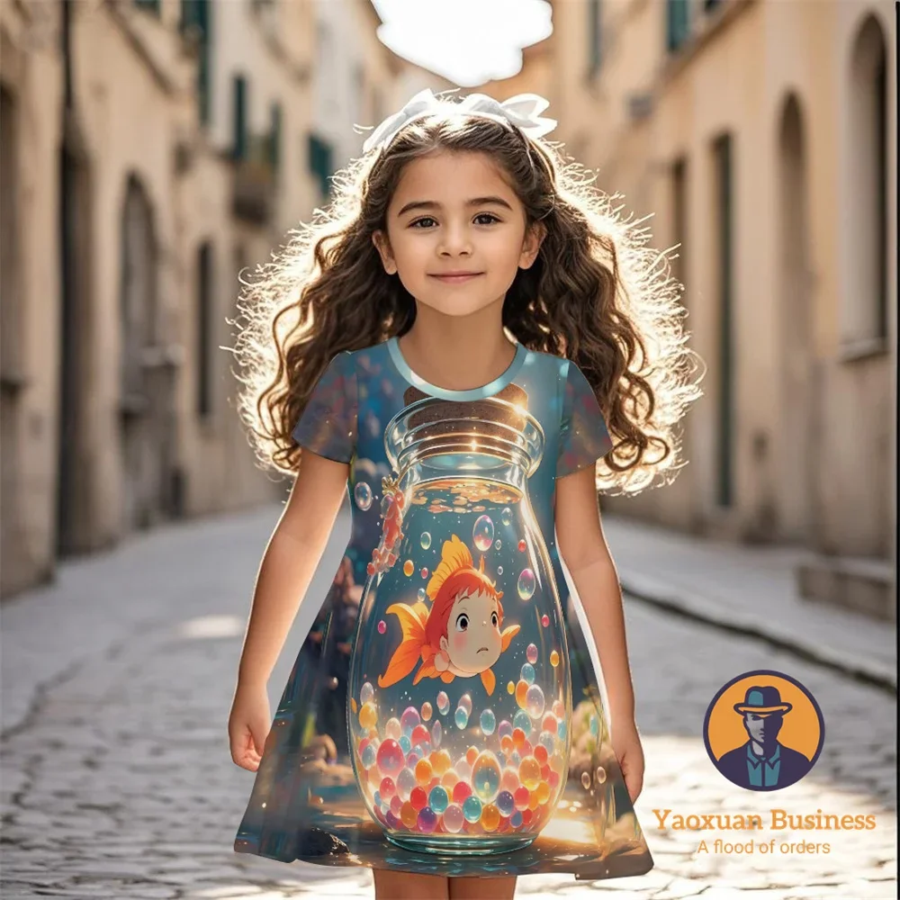 عرض ساخن لعام 2025 فستان بونيو للفتيات والأطفال مطبوع عليه رسوم كرتونية ثلاثية الأبعاد أزياء صيفية رائعة وجذابة للأطفال ​