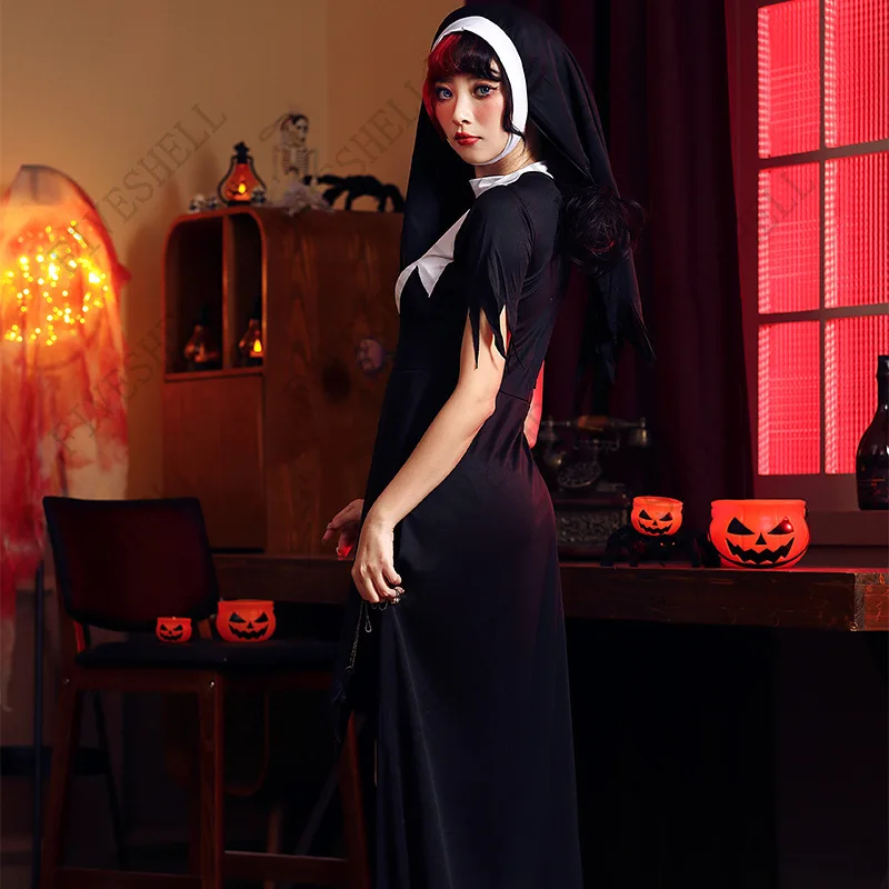 

2023 Halloween Costume For Women Sexy Bad Habit Nun Costume Medieval Religious Sister Fancy Dress Adult Fantasia Nun Costume