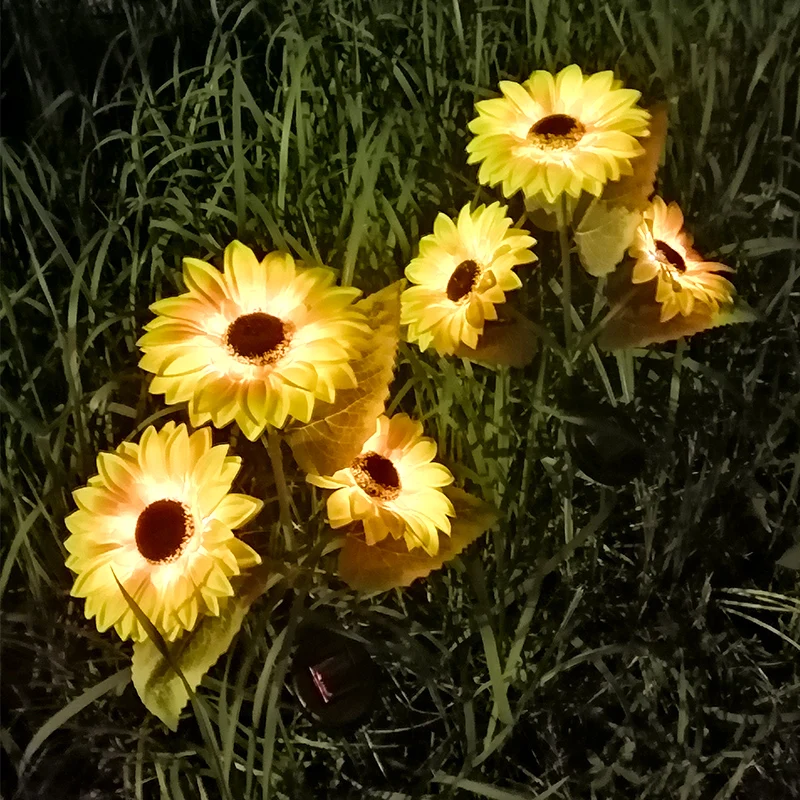 Girasoli solari al di fuori della luce del prato del giardino lampada impermeabile luce solare del percorso dei fiori per la decorazione di festa di nozze dell'iarda del Patio