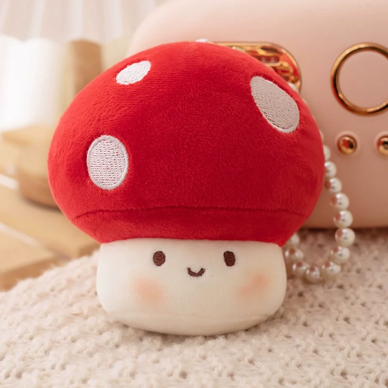 10cm Cute Pendant Small Mushroom Plush Cartoon Doll Bag Hanging Foreign Trade Explosive Mushroom Keychain Car Interior Pendantss