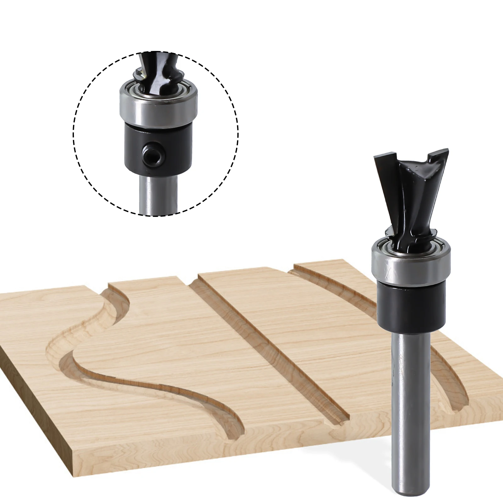 

14IN Shank Carbide Dovetail Router Bit with Bottom Bearing for Precise Woodworking and Smooth Cutting Projects on