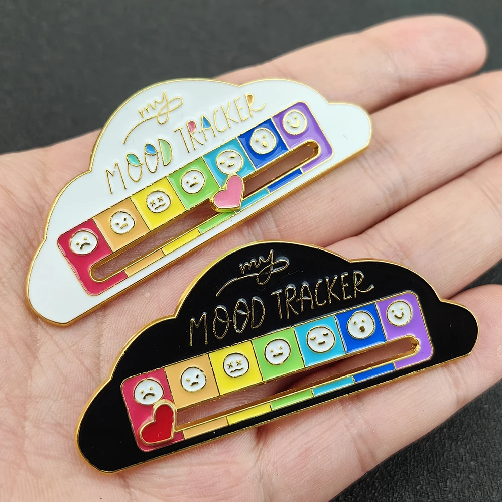 Social Battery Slider Pin Girl Fun Mood Shifter Pin Sliding Fun Brooch Emotional Display Art Brooch Metal Badge Pin Bag Backpack