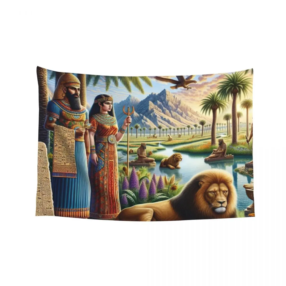 

Lion of Babylon, cuneiform tablets, Mesopotamia Tapestry Room Decore Aesthetic Cute Room Decor House Decorations Tapestry