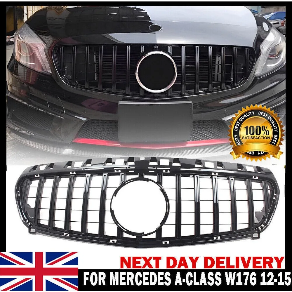 Front GT Black Grille for 2012-2015 Mercedes Benz A-CLASS W176 A45 200 AMG Sport