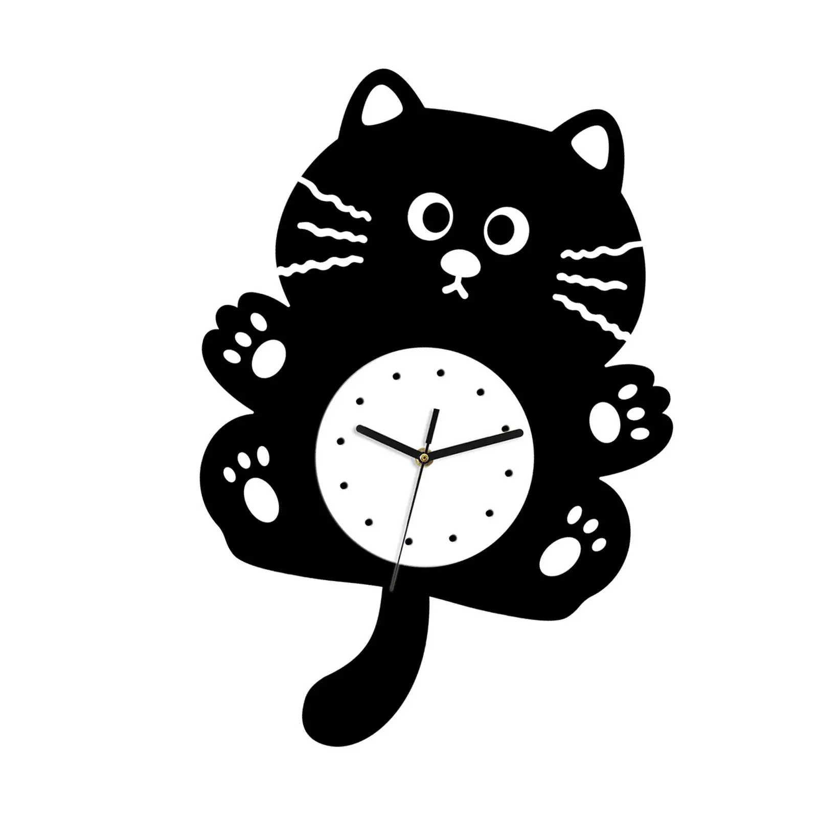 Cat Wall Clock for Home Decor, Easy to Install, for Kids Room and Living Room