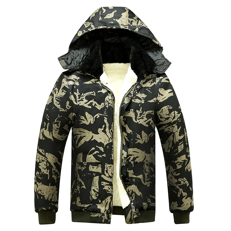 

Winter Thickened Velvet and Cold-proof Mid-length Warm and Wear-resistant Outdoor Work Camouflage Cotton-padded Jacket