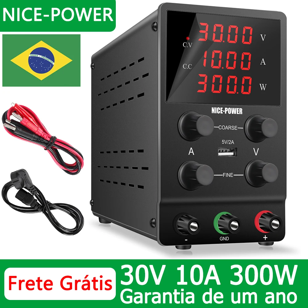 NICE-POWER Bench Power Supply, 30V 10A Adjustable Switching Regulated High Precision Laboratory Power Supply, 110V-230V Input