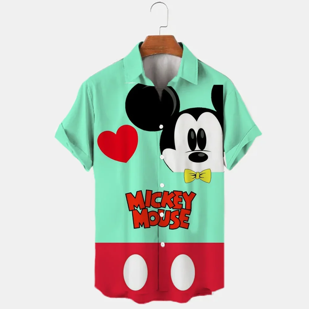 

3D Printed Disney Donald Duck Mickey And Minnie Oversized Lapel Men's Shirts Summer Fashion Trend Vintage Style Boutique Tops