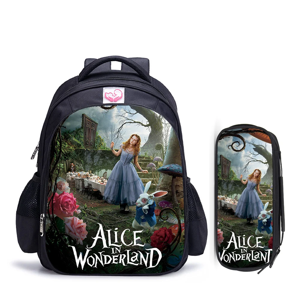 

16 Inch Disney Alice In Wonderland Children School Bags Orthopedic Backpack Kids School Boys Girls Mochila Infantil Catoon Bags