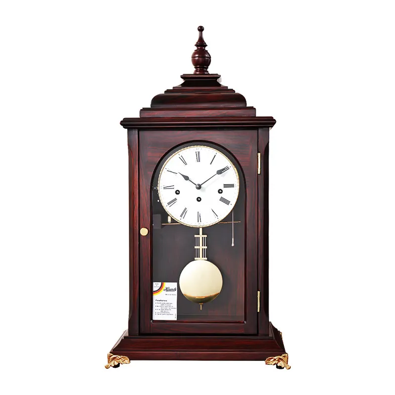 

Механические настольные часы с громким звоном, элитные, из массива дерева, с красной декоративной веткой.