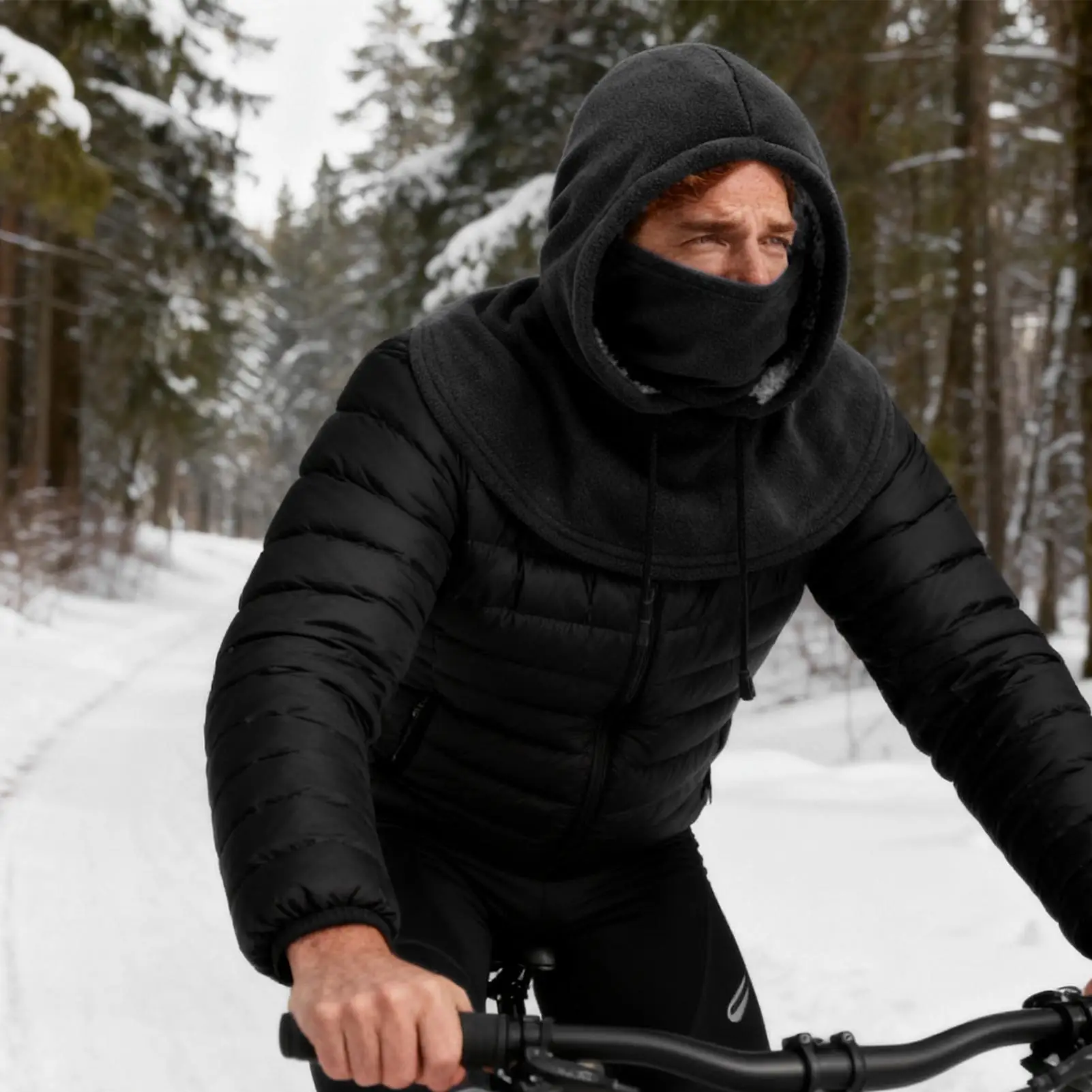 Cycling Face Cover Fleece Hat With Drawstring Winter Hat Breathable Ski Hood For Women Men Runners Running Cycling Camping