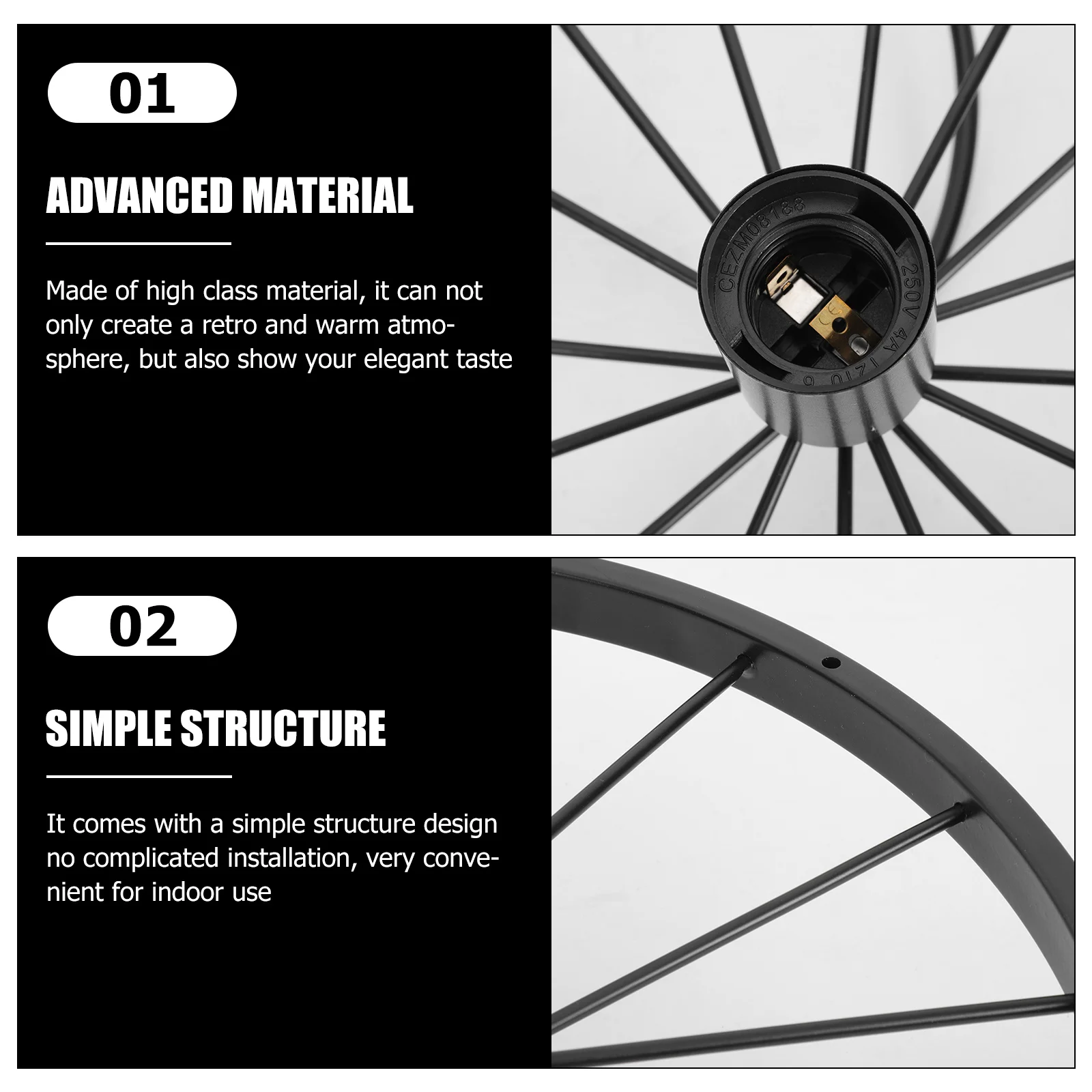 

Retro Style Iron Hanging Light Wheel Lamp Ornament Vintage Home Bar Decorative Ceiling Lamp Simple Structure Easy Install Indoor