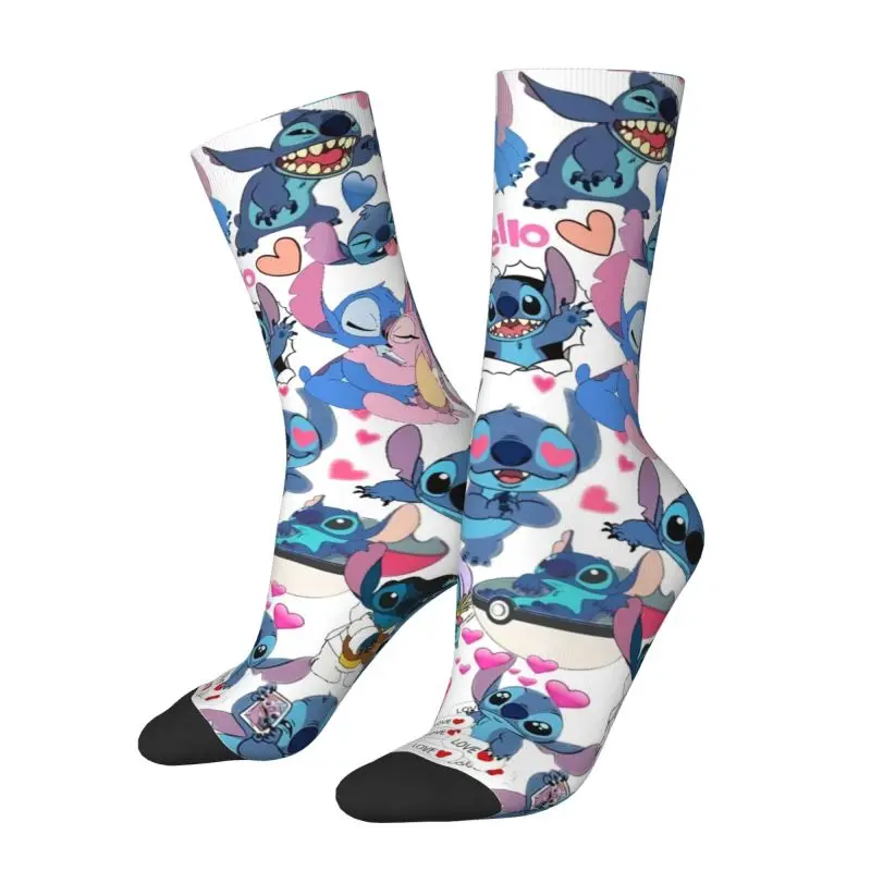 Custom Stitch Love Cartoon Socks Women Men Warm 3D Printed Basketball Sports Socks