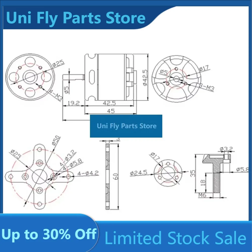 UniFlySUNNYSKY  X3520-6 720kv Brushless Motor For Multi-rotor Aircraft Copter