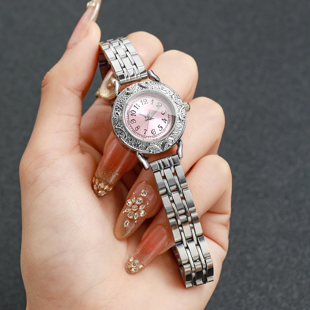 นาฬิกาข้อมือผู้หญิงหน้าปัดสีชม - Jewelry Watches Silver บทวิจารณ์และราคา