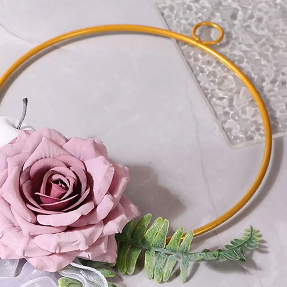 Metal Floral Hoop Wreath Artificial Rose Flower Wreath Iron Round Frame Garland for Bridesmaids Wedding Wall Hanging Decor Венок