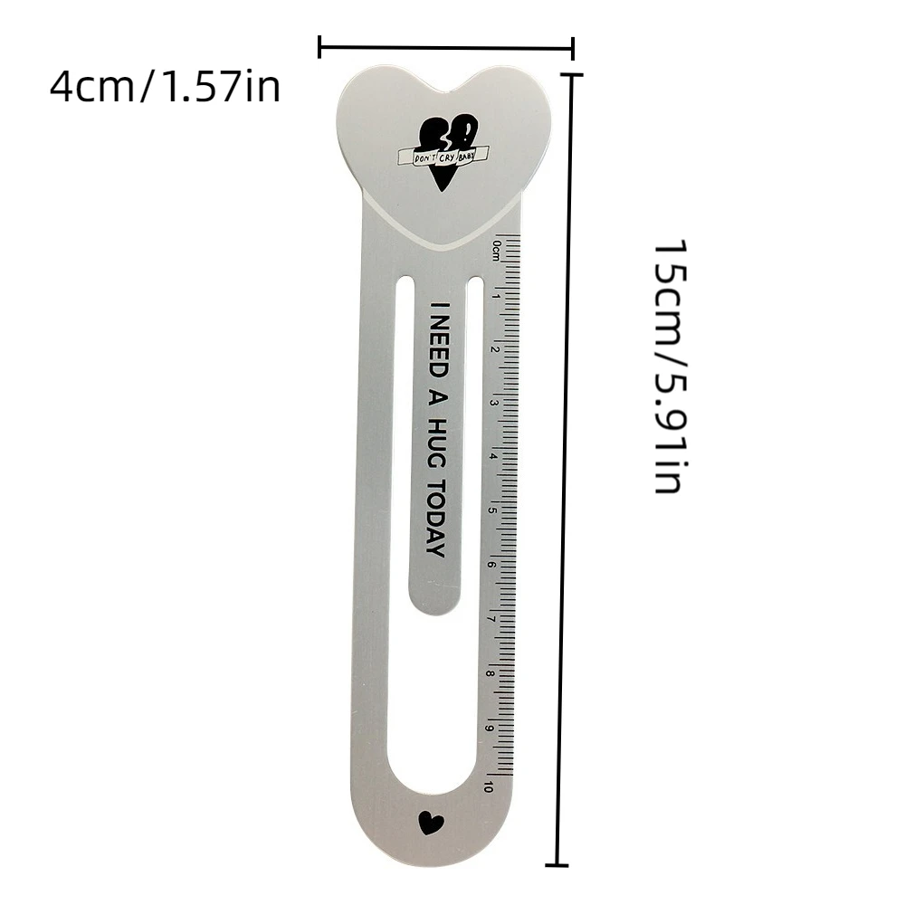 Útil 10cm marcador regra ins metal amor coração regra desenho durável régua matemática