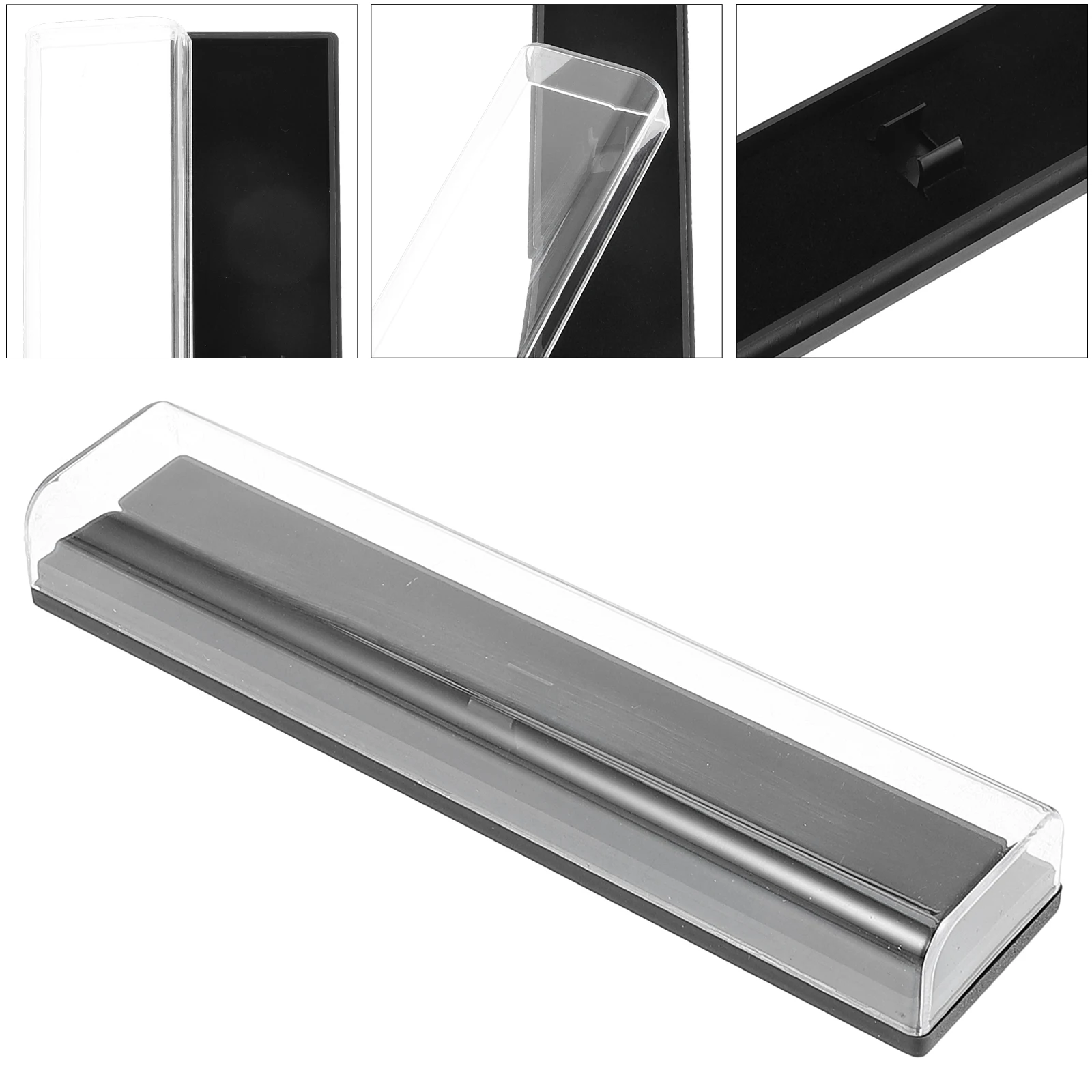 

10pcs Black Lined Transparent Square Pen Box Durable Long Term Use Gift Birthday Awards Business Student Stationery Storage