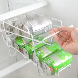 Kitchen Refrigerator Cans Storage Shelf Desktop Double Layer Organizer Cans Rack Beverage Soda Coke Beer Can Dispenser Holder