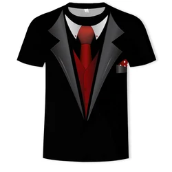New Leisure Summer Imitate a Suit Picture Thin Style Men T-Shirts 3D Print Hip Hop Tees Personality Round Neck Short Sleeve Tops