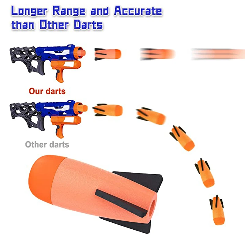 Orange Rocket Refill Darts Compatible For Nerf Mega Missile Fortnite Blaster Toy Guns Foam Rockets Bullets Boys Outdoor Games