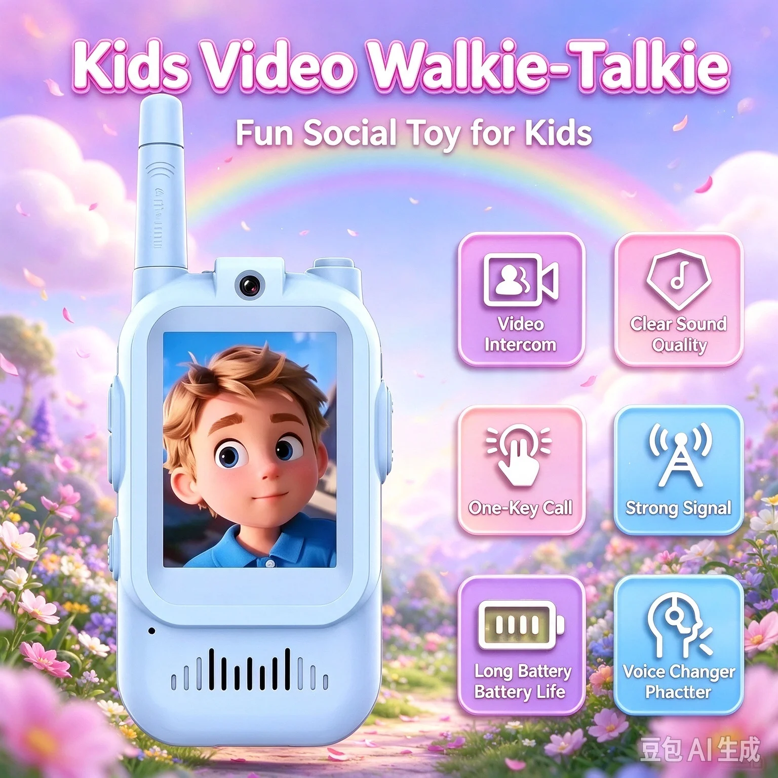 kids-video-walkie-talkies-2-pack-rechargeable-intercom-with-2-inch-screen-one-click-call