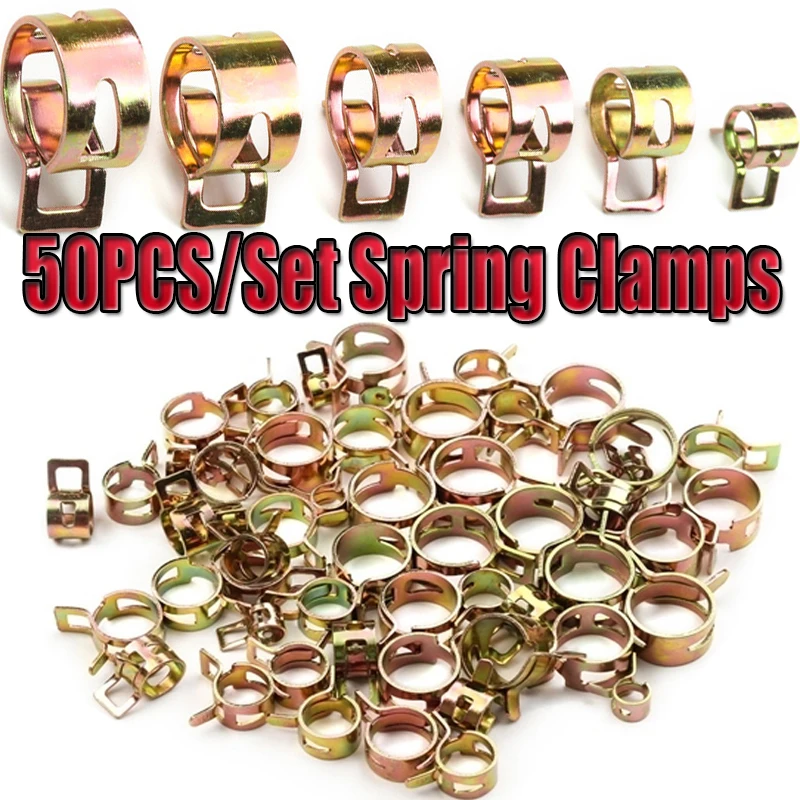 50Pcs Spring Clamp Fuel Line Hose Clamps Water Pipe Air Tube Clamps Quick-Release Clamp 6/7/8/9/10/11/12/13/14/15mm for Tubes