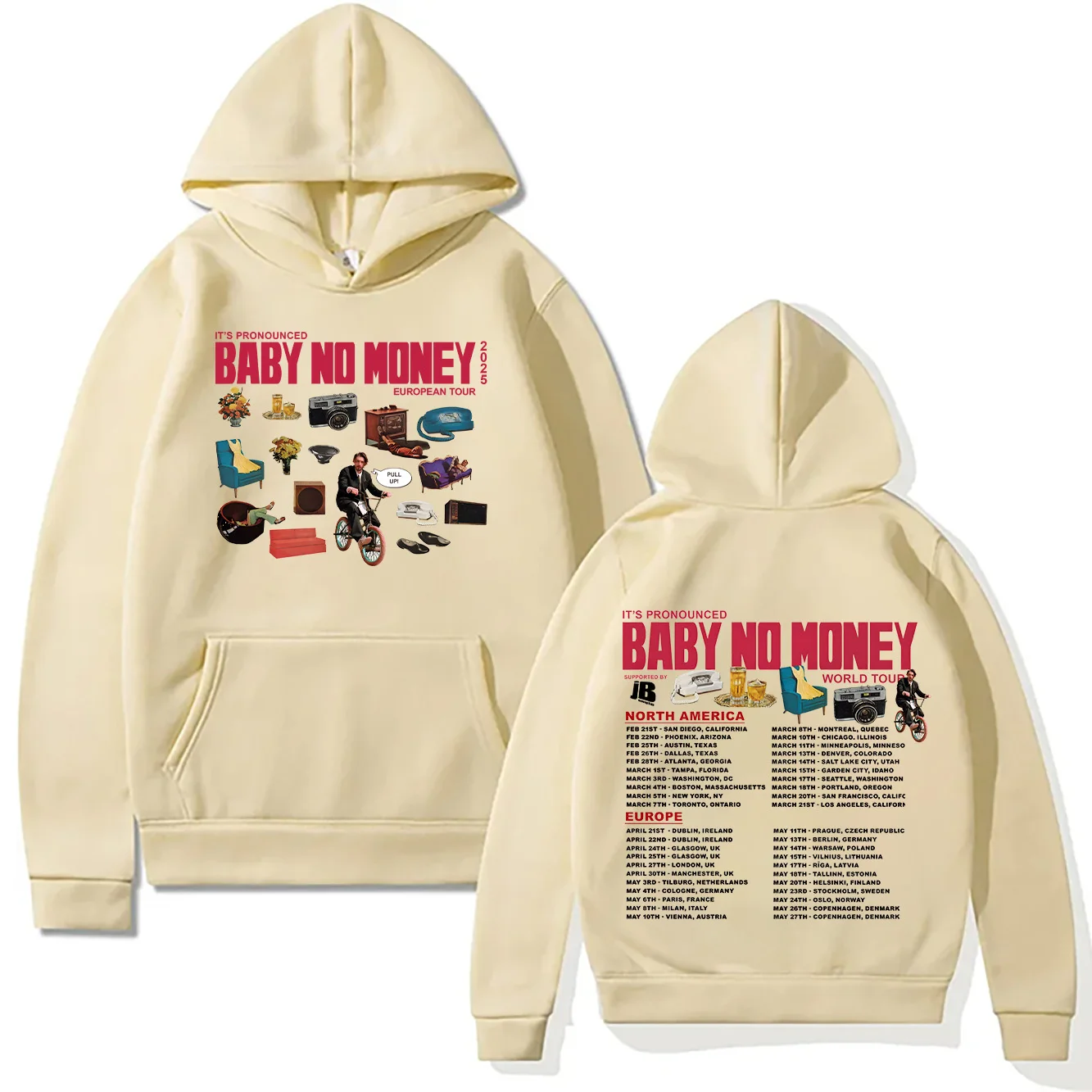 Bbno$ New Hoodies It's Pronounced Baby No Money European Tour 2025 Sweatshirt Men Women Pullovers Harajuku Creative Fall Clothes