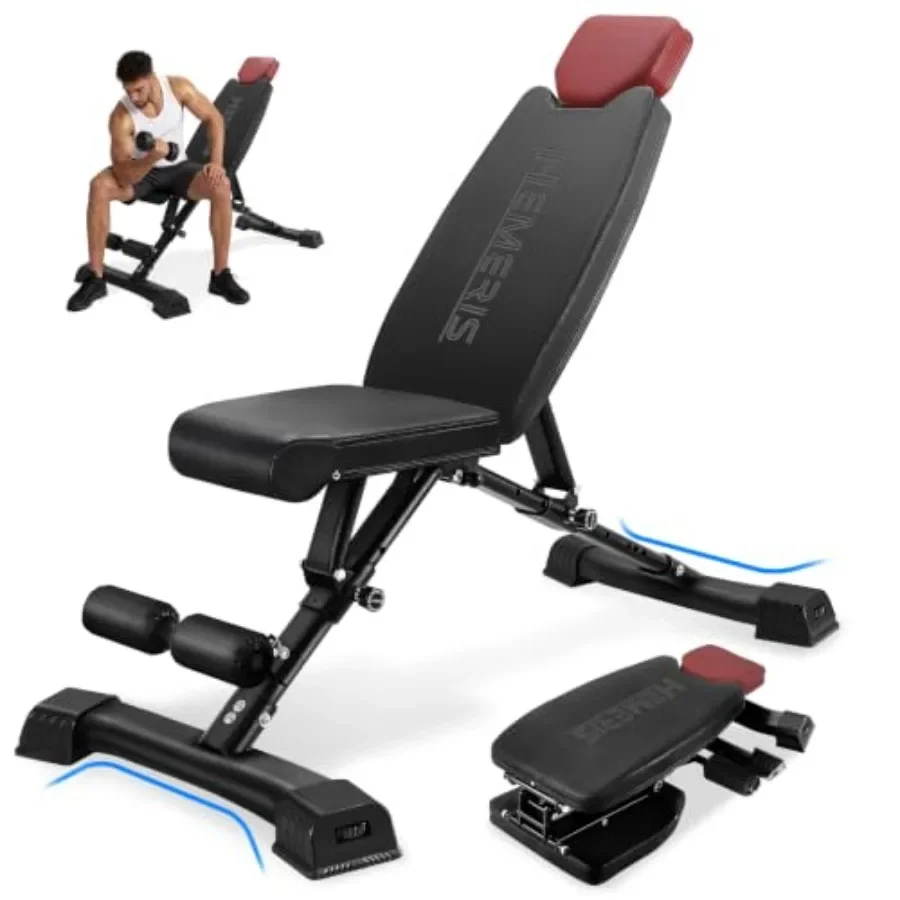 Adjustable Weight Bench 32 In Backrest for Home Gym Use, Steel Frame, Black, Foldable Multi-Position Recline