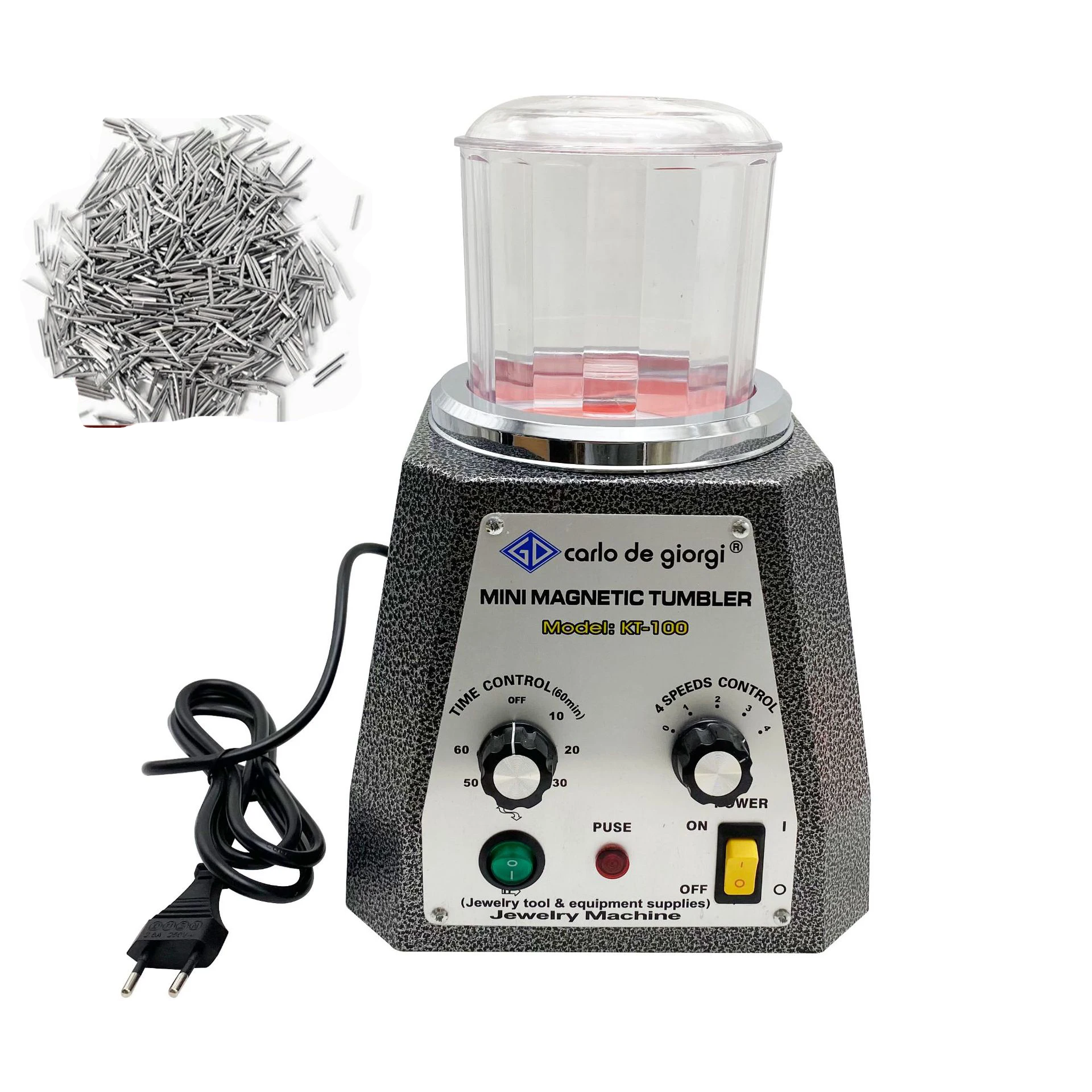 

KT 100 Magnetic Tumbler with 100g Pins Free Mini Polishing Machine Jewelry Polisher Tumbler Jewelry Tools