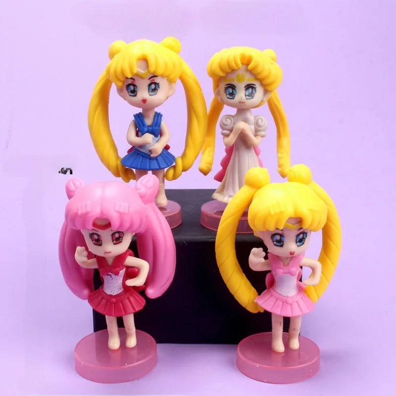 Sailor Moon Anime Figure Tsukino Usagi Chibiusa Action Figures toys model Statue Collection cake decoration girls birthday Gifts