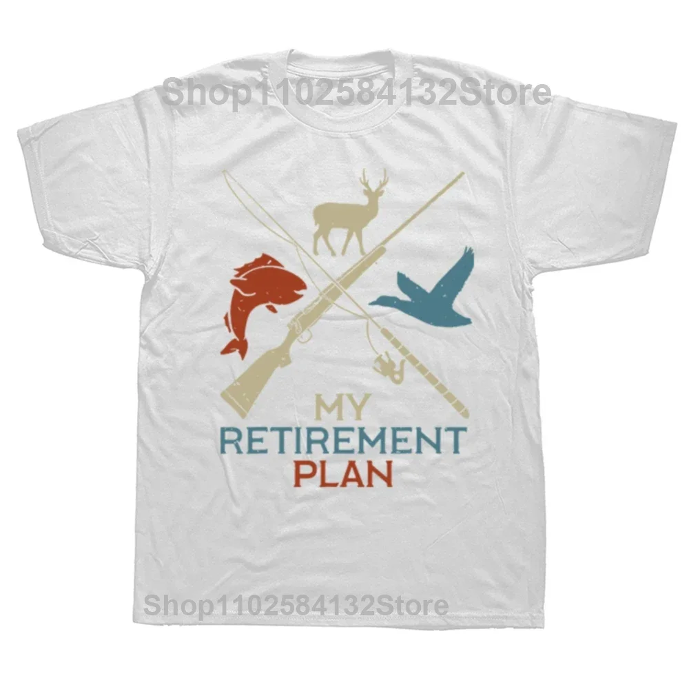 My Retirement Plan Hunting Fishing Hunter Grandfather T-Shirt Camisas Top T-Shirts Printing Loose Men T Shirt Printing Cotton